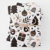 Een zwart-wit kerstpatroon inpakpapier vel (In situ)
