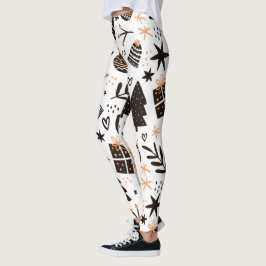 Een zwart-wit kerstpatroon leggings