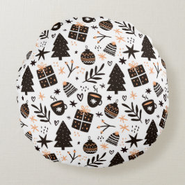 Een zwart-wit kerstpatroon rond kussen