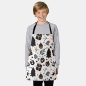 Een zwart-wit kerstpatroon schort (Gedragen)