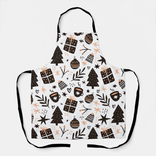 Een zwart-wit kerstpatroon schort (Voorkant)