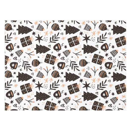 Een zwart-wit kerstpatroon tafelkleed (Voorkant (Horizontaal))