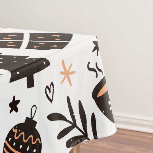 Een zwart-wit kerstpatroon tafelkleed (Voorbeeld)