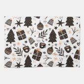 Een zwart-wit kerstpatroon theedoek (Horizontaal)