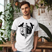 Een zwart-wit, nacht en dag ontwerp t-shirt