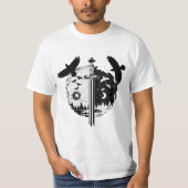 Een zwart-wit, nacht en dag ontwerp t-shirt (Voorkant)