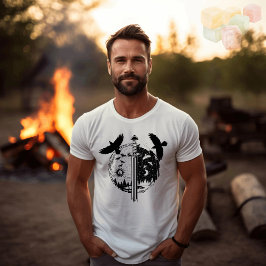 Een zwart-wit ontwerp van dag en nacht t-shirt