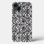 Een zwart-wit paisley patroon Case-Mate iPhone case (Achterkant)