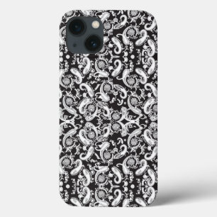 Een zwart-wit paisley patroon Case-Mate iPhone case