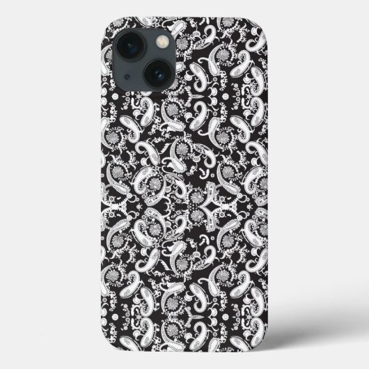 Een zwart-wit paisley patroon Case-Mate iPhone case (Achterkant)