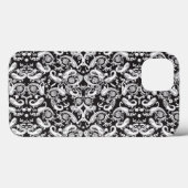 Een zwart-wit paisley patroon Case-Mate iPhone case (Achterkant (horizontaal))