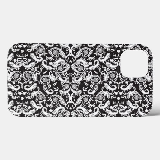 Een zwart-wit paisley patroon Case-Mate iPhone case (Achterkant (horizontaal))
