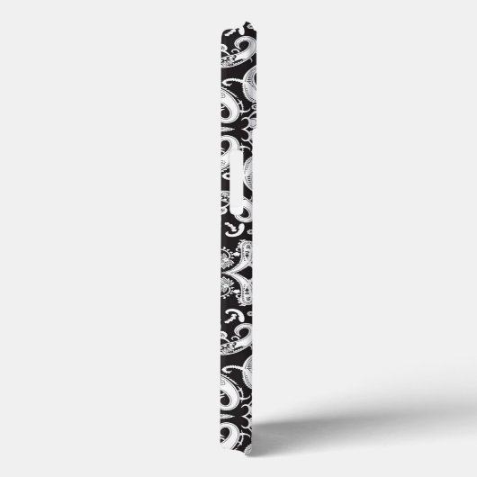 Een zwart-wit paisley patroon Case-Mate iPhone case (Achterkant / Rechts)