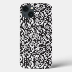 Een zwart-wit paisley patroon Case-Mate iPhone case