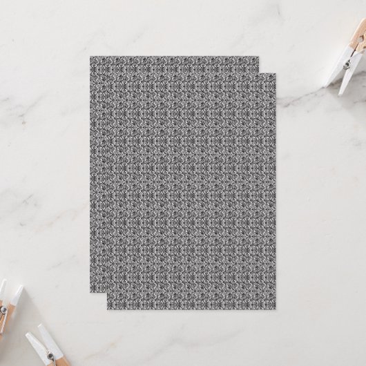 een zwart-wit paisleymotief kaart (Voorkant / Achterkant in situ)