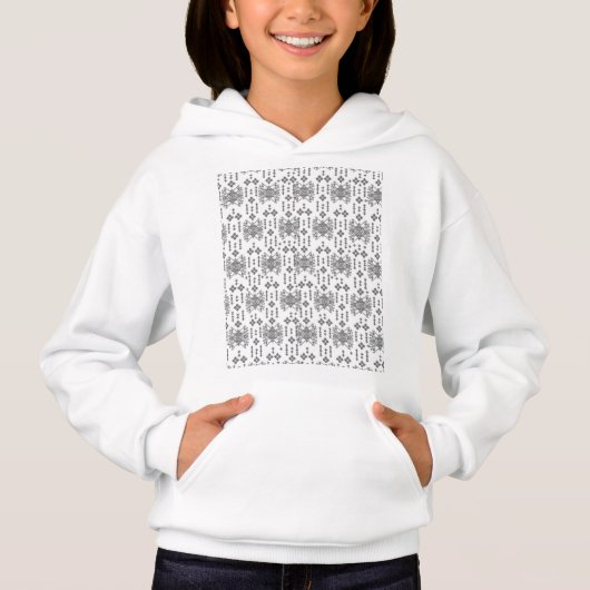 Een zwart-wit patroon met een witte achtergrond (Voorkant)