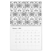 Een zwart-wit patroon met een witte achtergrond kalender (Feb 2026)