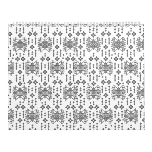 Een zwart-wit patroon met een witte achtergrond kalender (Hoes)