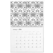 Een zwart-wit patroon met een witte achtergrond kalender (Jan 2026)