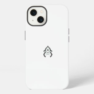 een zwart-wit patroon met groene accenten iPhone 13 hoesje