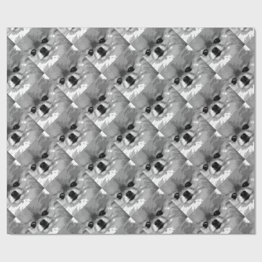 Een zwart-wit Pommeren Cadeaupapier (Vlak)