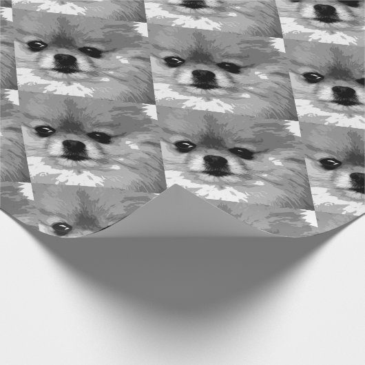 Een zwart-wit Pommeren Cadeaupapier (Hoek)