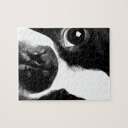 Een zwart-witte terriër van Boston Legpuzzel (Horizontaal)