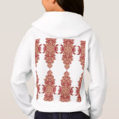 een zwarte achtergrond met een rood patroon erop (Achterkant)