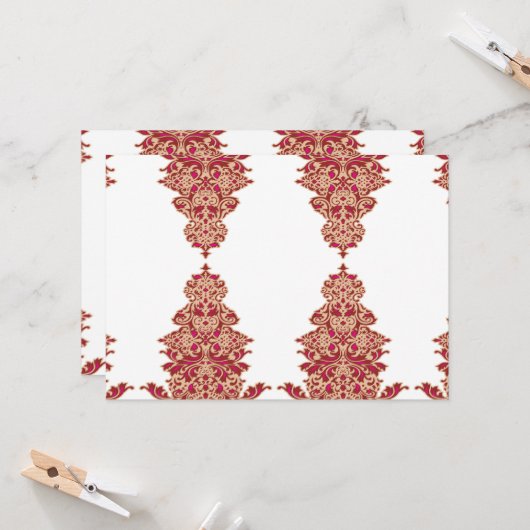 Een zwarte achtergrond met een rood patroon erop kaart (Voorkant / Achterkant in situ)