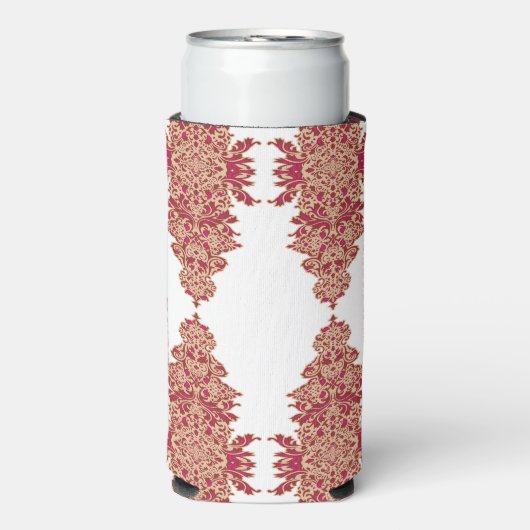 Een zwarte achtergrond met een rood patroon erop seltzer blikjeskoeler (Seltzer Voorkant)