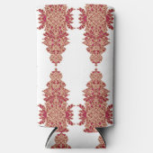 Een zwarte achtergrond met een rood patroon erop seltzer blikjeskoeler (Voorkant)