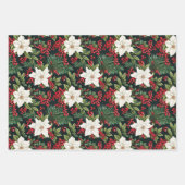 Een zwarte achtergrond met witte bloemen en rood b inpakpapier vel (Voorkant 2)