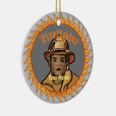 Een zwarte brandweerman ornament (Rechts)