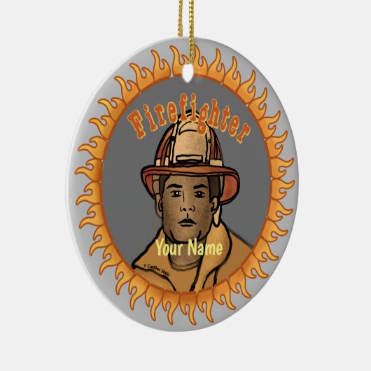 Een zwarte brandweerman ornament (Rechts)