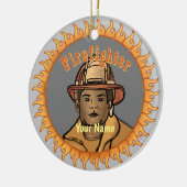 Een zwarte brandweerman ornament (Links)