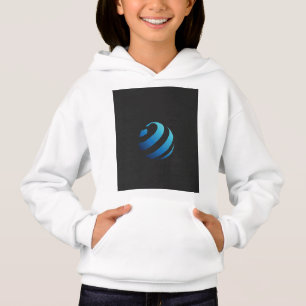 Een zwarte en blauwe logo met een golf erop