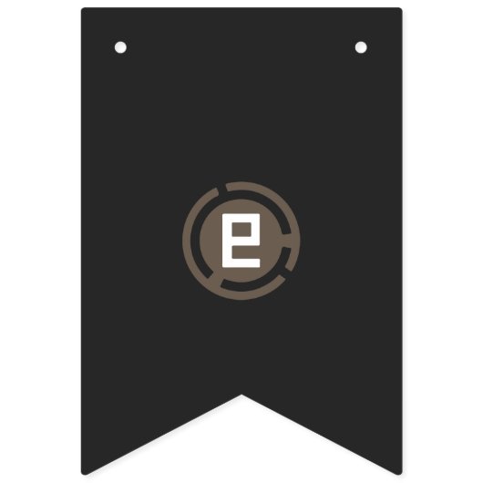 Een zwarte en bruine logo met de letter 9 vlaggetjes (Eerste vlag)