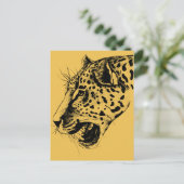 Een zwarte en gele handtekening van de luipaard briefkaart (Staand voorkant)