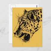 Een zwarte en gele handtekening van de luipaard briefkaart (Voorkant / Achterkant)
