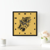 Een zwarte en gele handtekening van de luipaard vierkante klok (Huis)