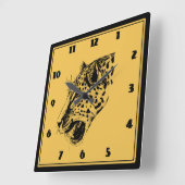 Een zwarte en gele handtekening van de luipaard vierkante klok (Hoek)