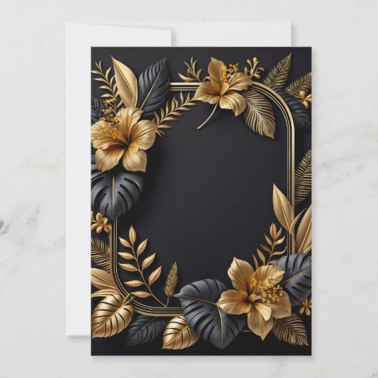 Een zwarte en gouden bruiloft design platte kaart (Voorkant)