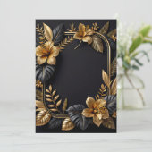 Een zwarte en gouden bruiloft design platte kaart (Staand voorkant)