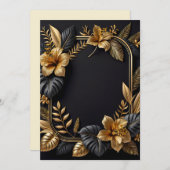 Een zwarte en gouden bruiloft design platte kaart (Voorkant / Achterkant)