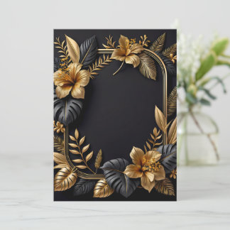 Een zwarte en gouden bruiloft design platte kaart