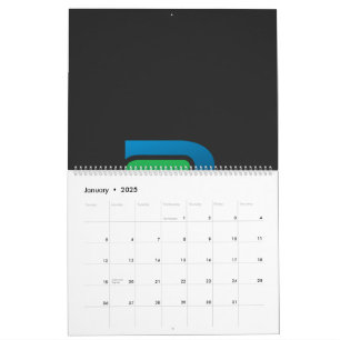Een zwarte en groene logo met de letter R Kalender