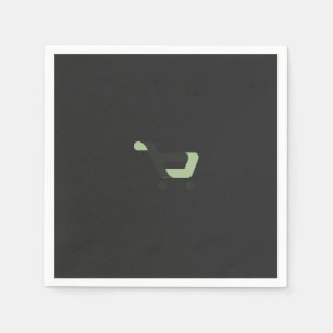 Een zwarte en groene logo met een winkelwagentje servet