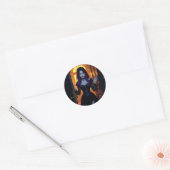 Een zwarte en Paarse heks | Halloween Ronde Sticker (Envelop)