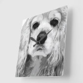 Een zwarte en witte Amerikaanse cockerspaniër Vierkante Klok (Hoek)