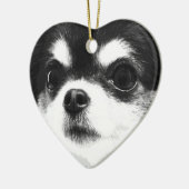 Een zwarte en witte Chihuahua Keramisch Ornament (Links)